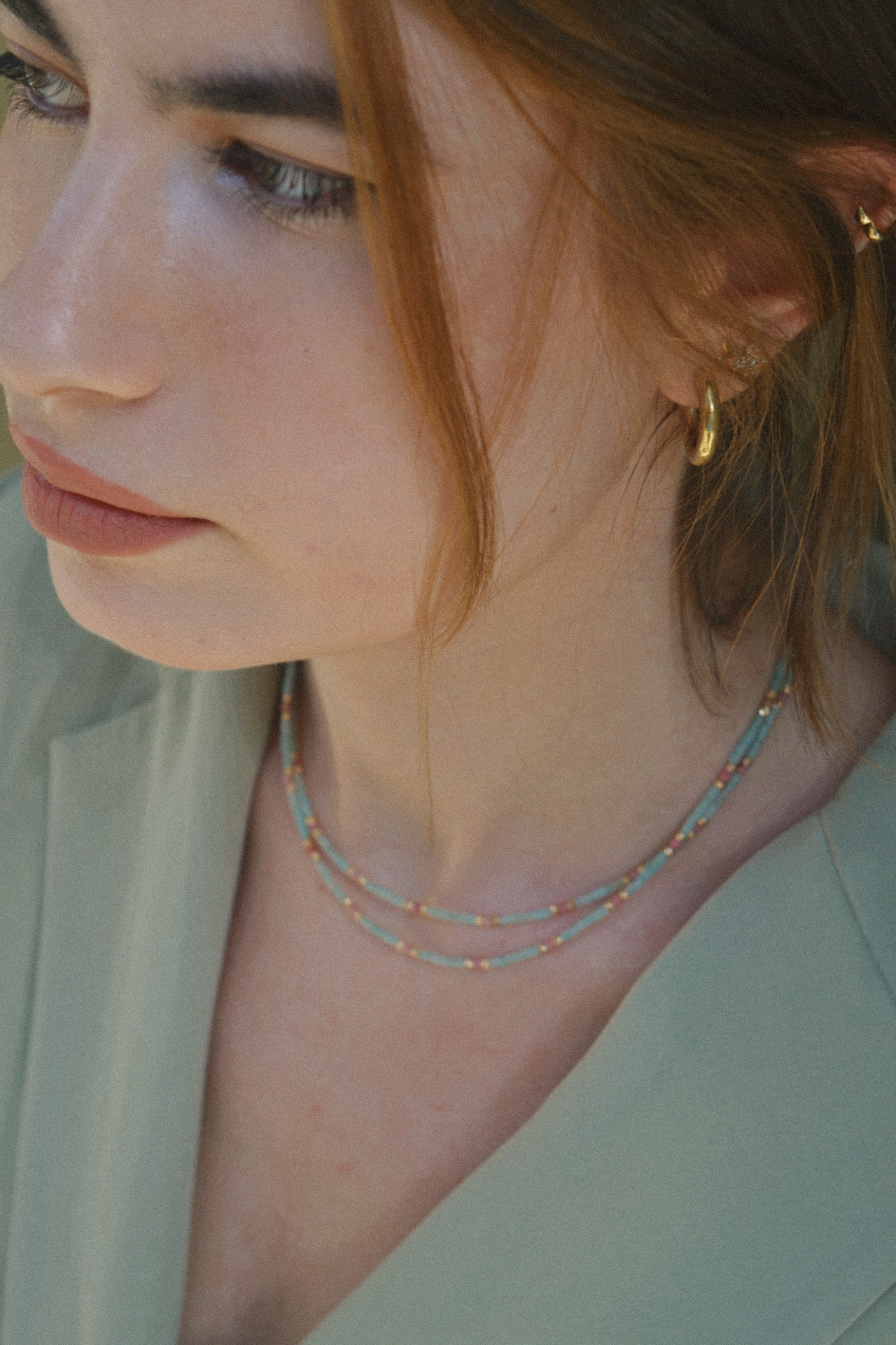 ამაზონიტის ქვის ყელსბამი - როდონიტის ქვებით