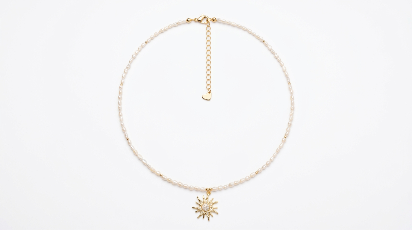 მარგალიტის ყელსაბამი მზის გულსაკიდით